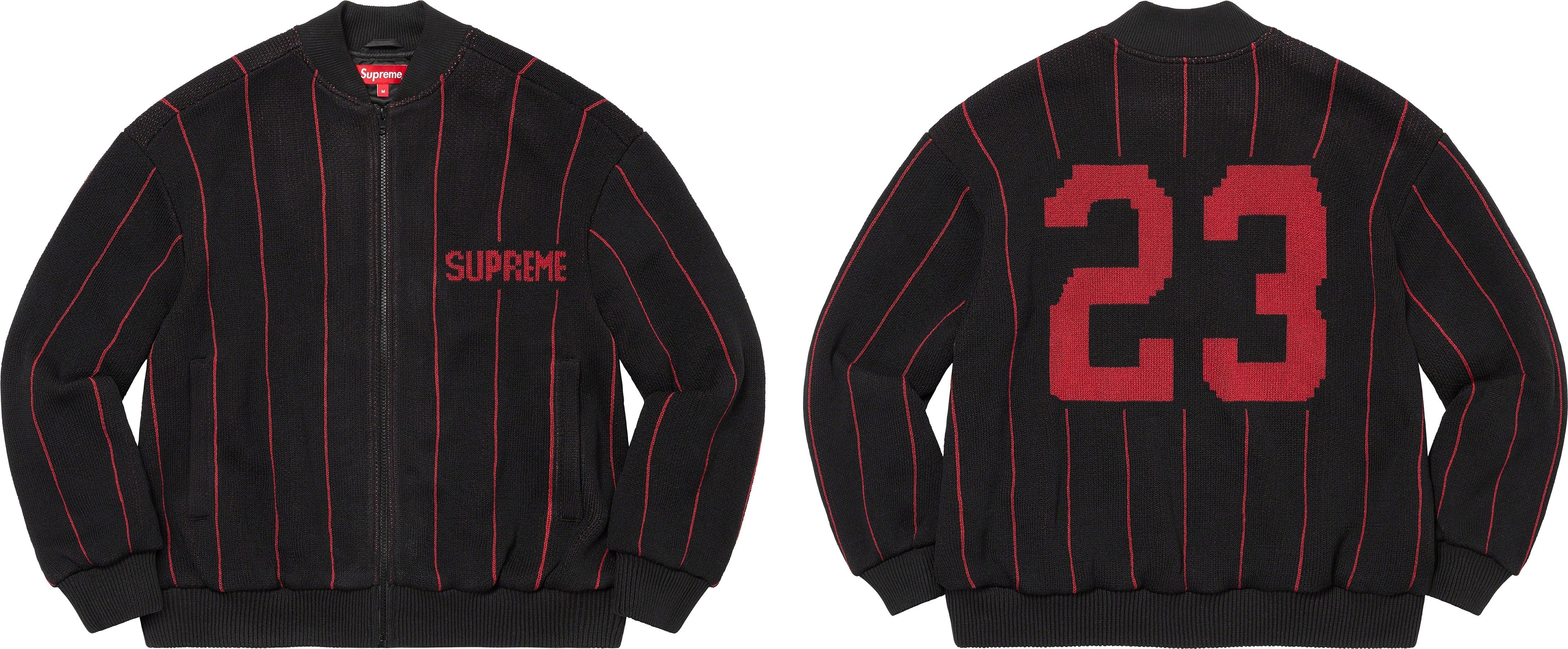 Pinstripe Varsity Zip Up Sweater view 10